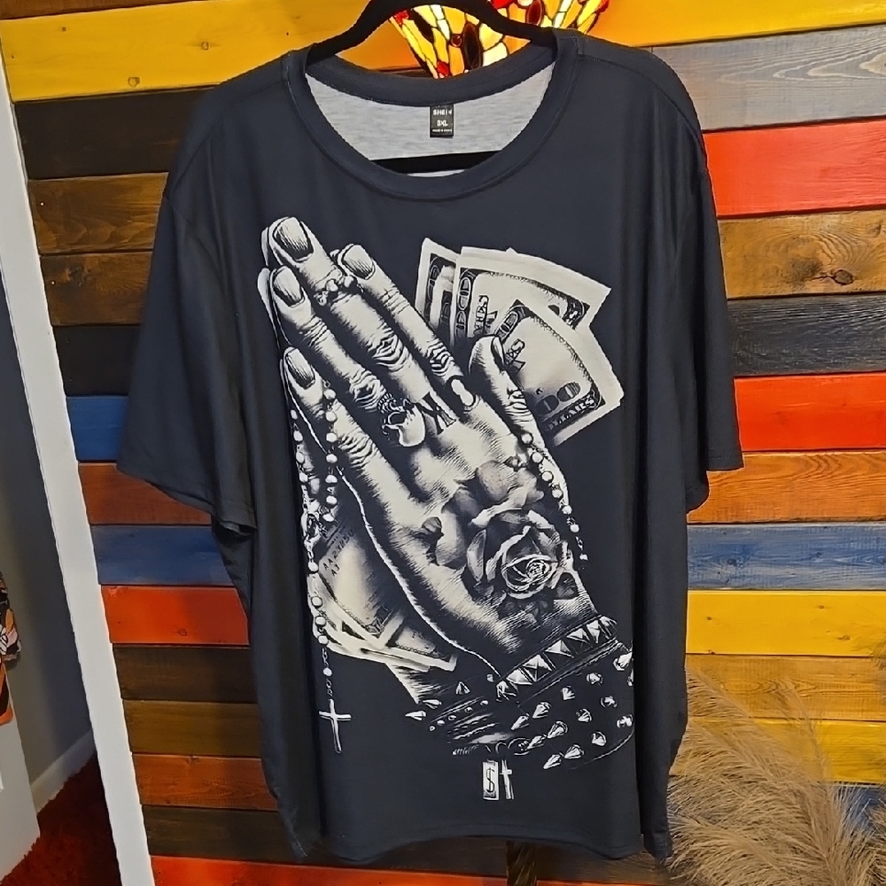 Men's Black Graphic Print T-Shirt      Size 3XL 🖤